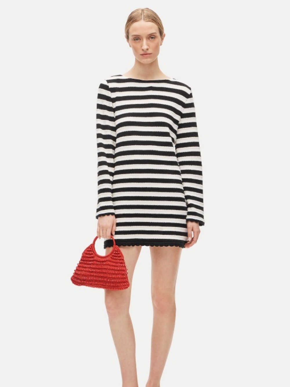 J crew Boatneck crochet mini dress in stripe